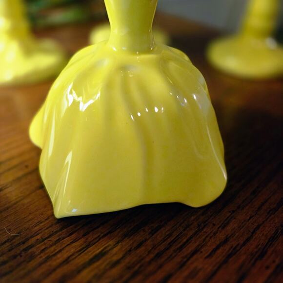 Vintage Yellow Martan Portugal Pottery Flower Compotes Set of 4 - Picture 6 of 14